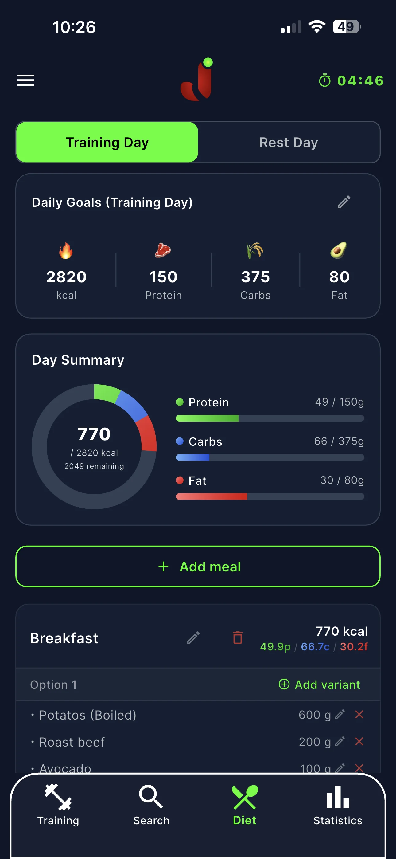Track what you eat. Optimize what you gain.