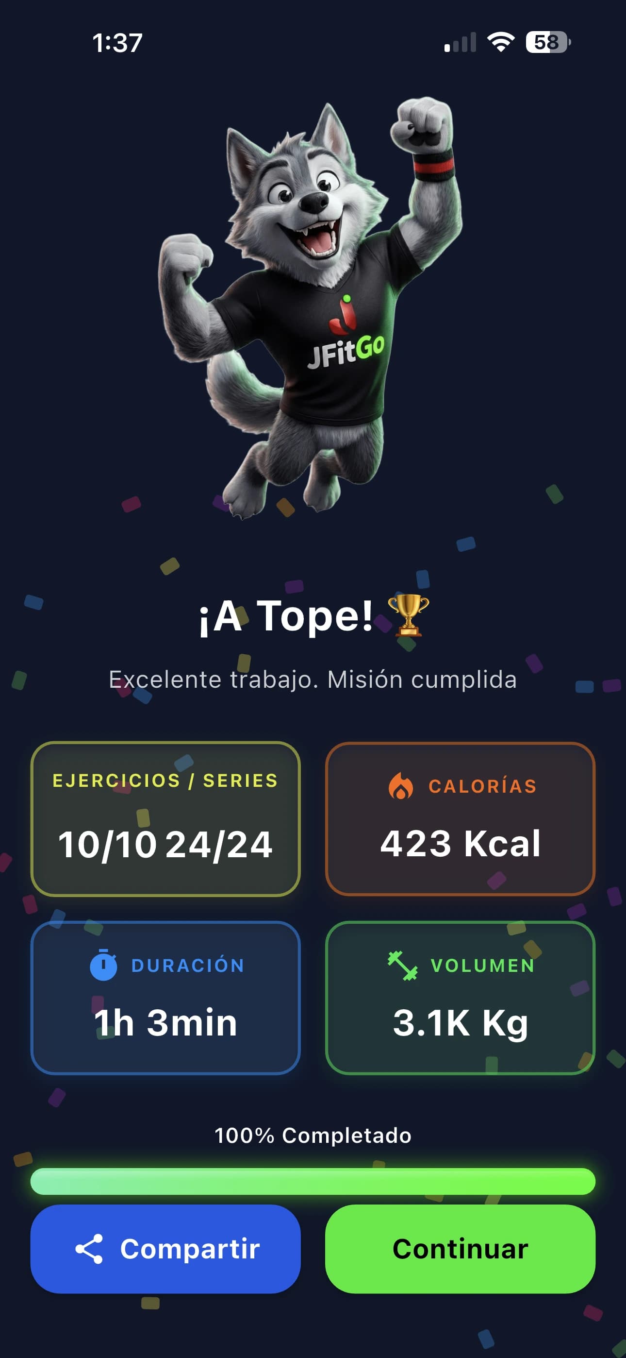 JFitGo — resumen de sesión